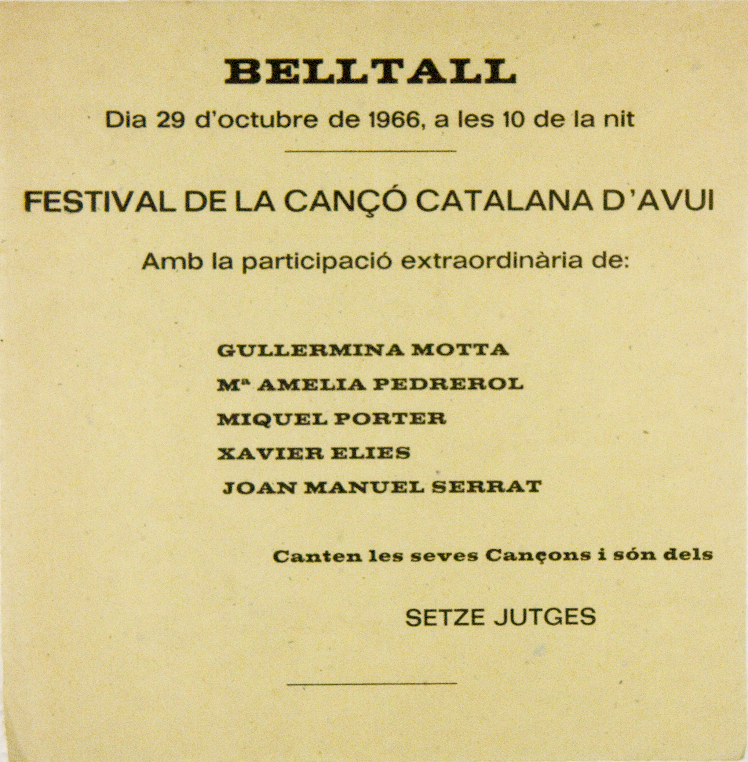 Festival de la cançó catalana d’avui. Els Setze Jutges.