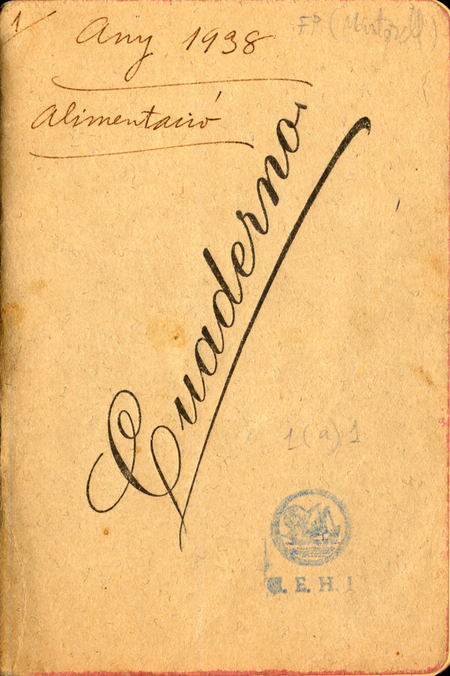 «Cuaderno alimentación 1938»